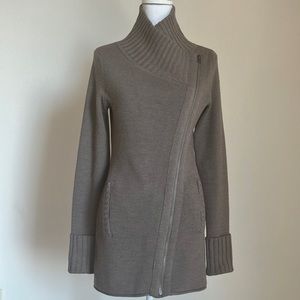 Athleta Womens Chill Factor Wool Blend Sweater Coat in Frosted Mocha, Size Small